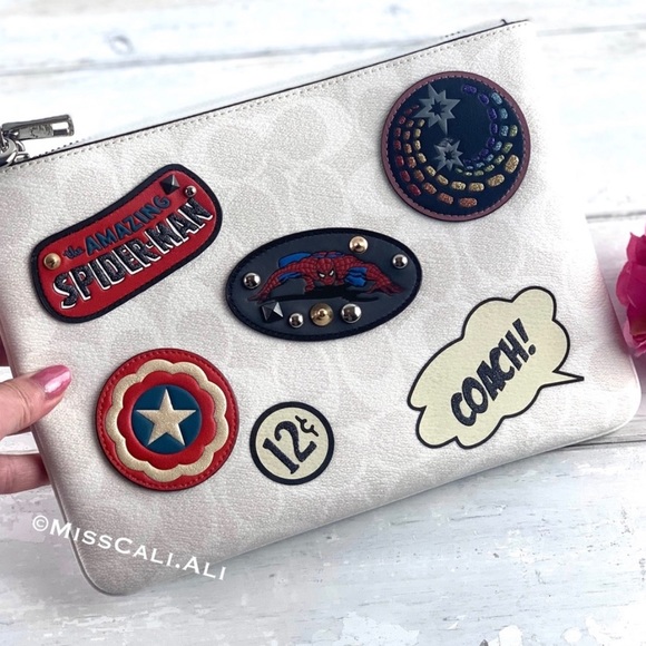 NWT COACH X MARVEL 2PC Spider-Man Tote Bag Gallery Pouch - Picture 12 of 16